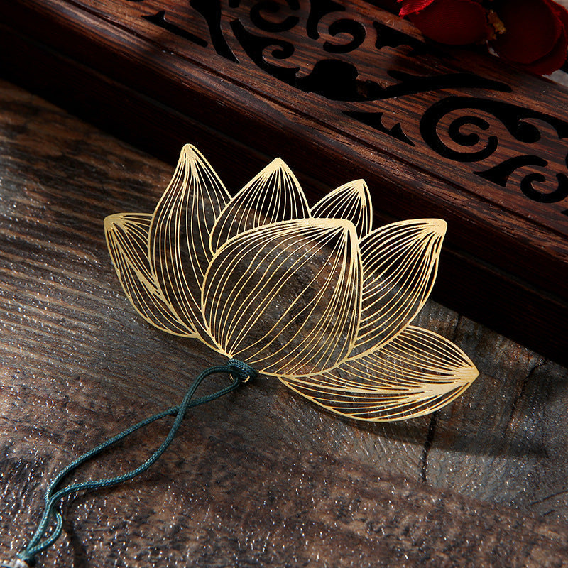 Lotus Flower Brass Hollow Bookmark | New Beginnings