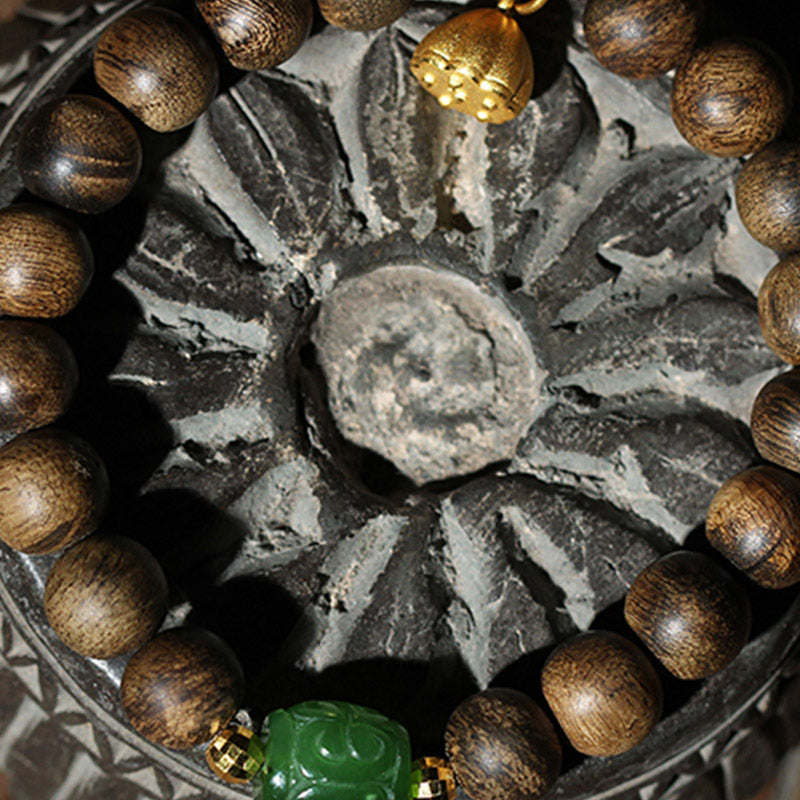 8mm Brunei Agarwood Lotus Peace & Strength Bracelet