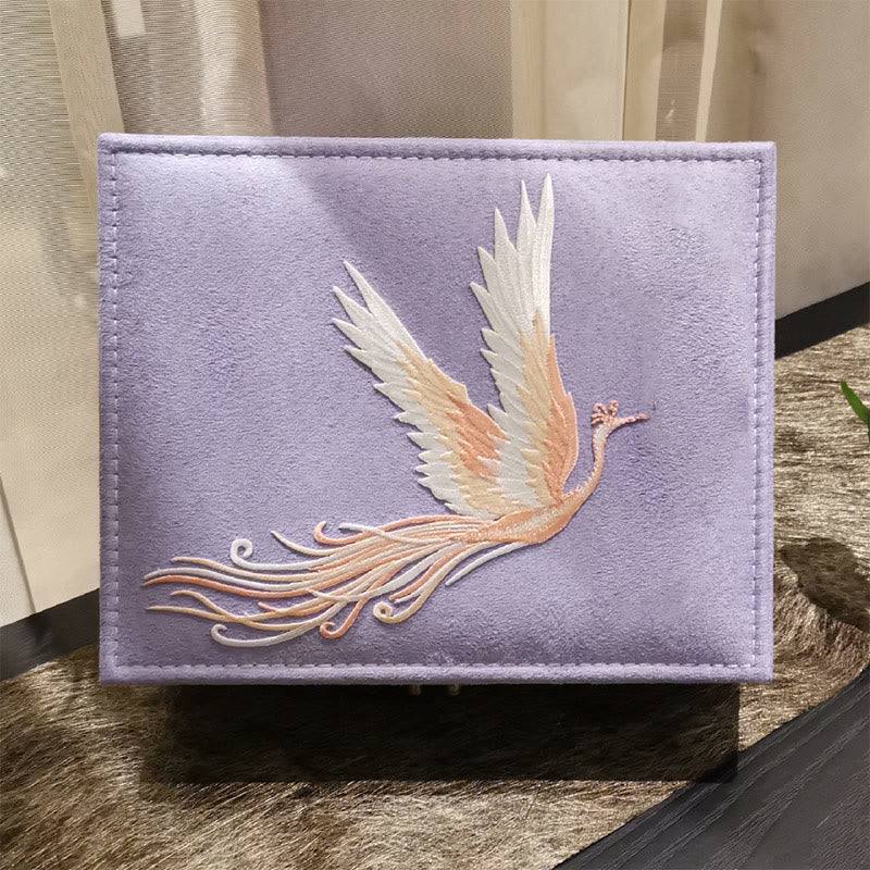 Two-Layer Purple Phoenix Flannel Jewelry Box Organizer