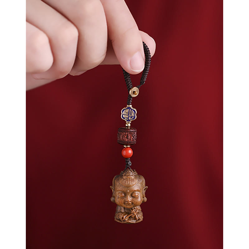 Chinese Zodiac Green Sandalwood Protection Key Chain