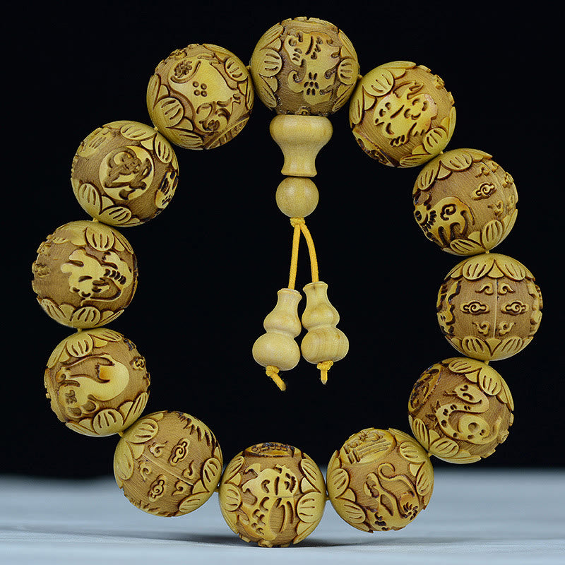 Rosewood Chinese Zodiac Bracelet | 12 Zodiac Beads Warmth