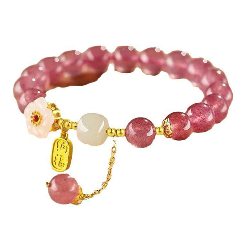 Strawberry Quartz Fu Character Healing Bracelet