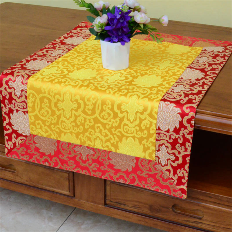 Brocade Prayer Altar Table Runner with Dragon & Vajra Symbols