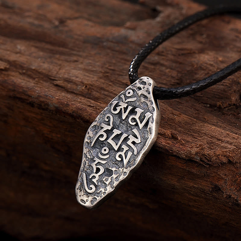 Sterling Silver Om Mani Padme Hum Necklace for Strength & Peace