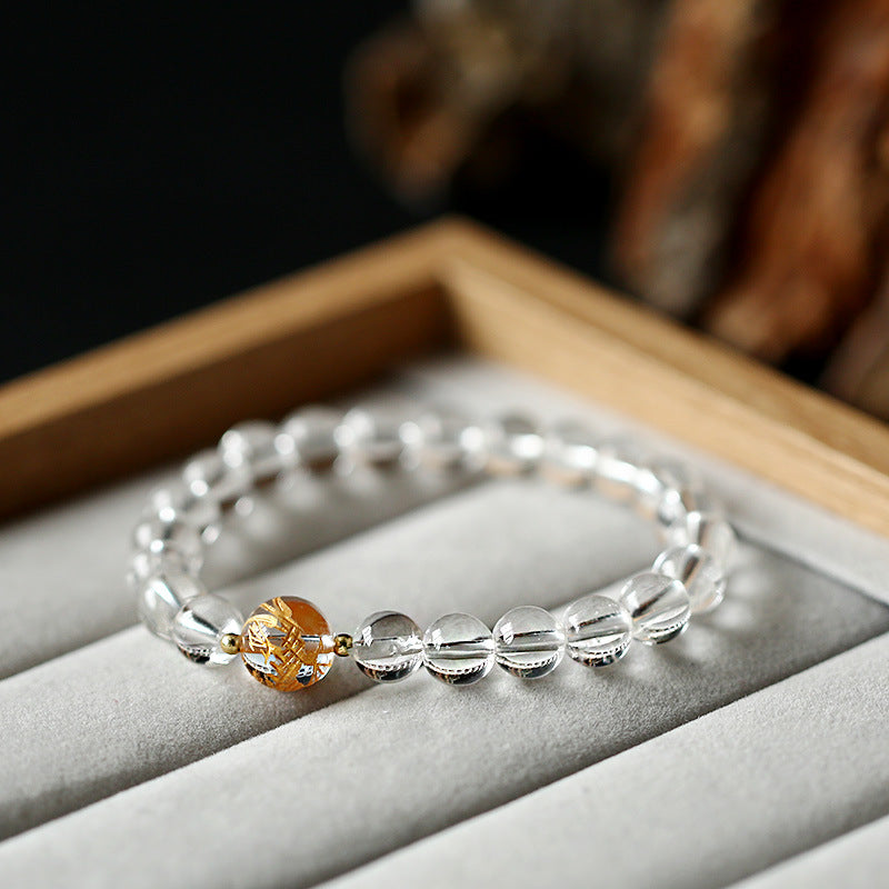 Dragon Strength Bracelet | Black Obsidian White Crystal Onyx 10mm