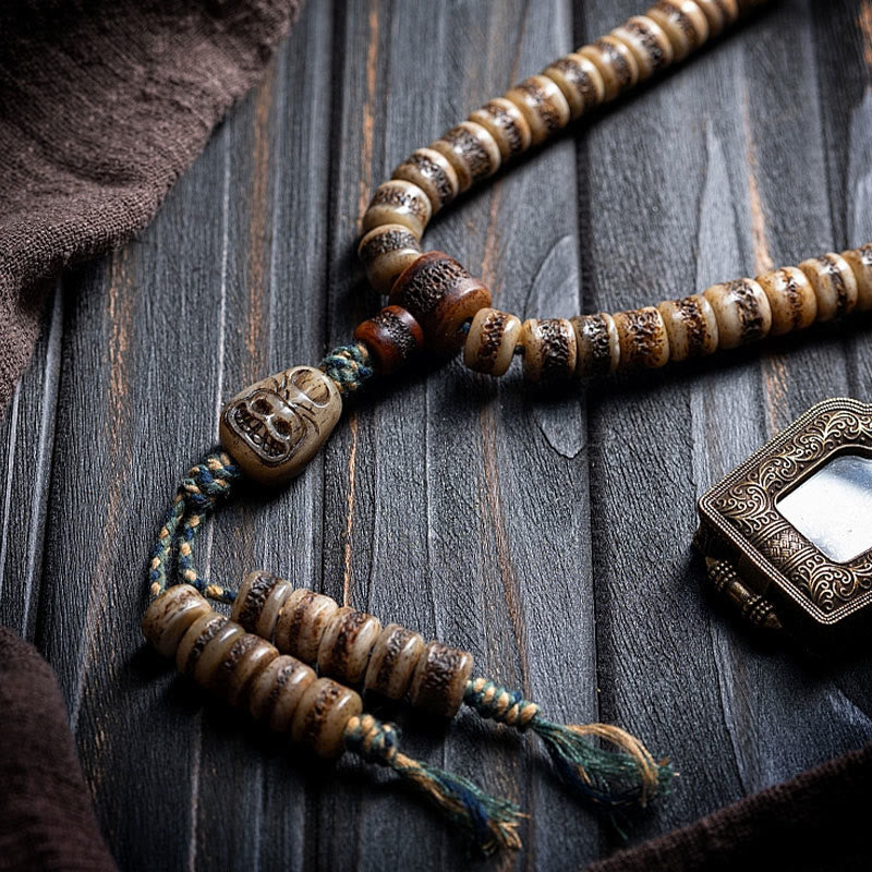 Unisex 108 Bead Tibetan Yak Bone Strength Bracelet