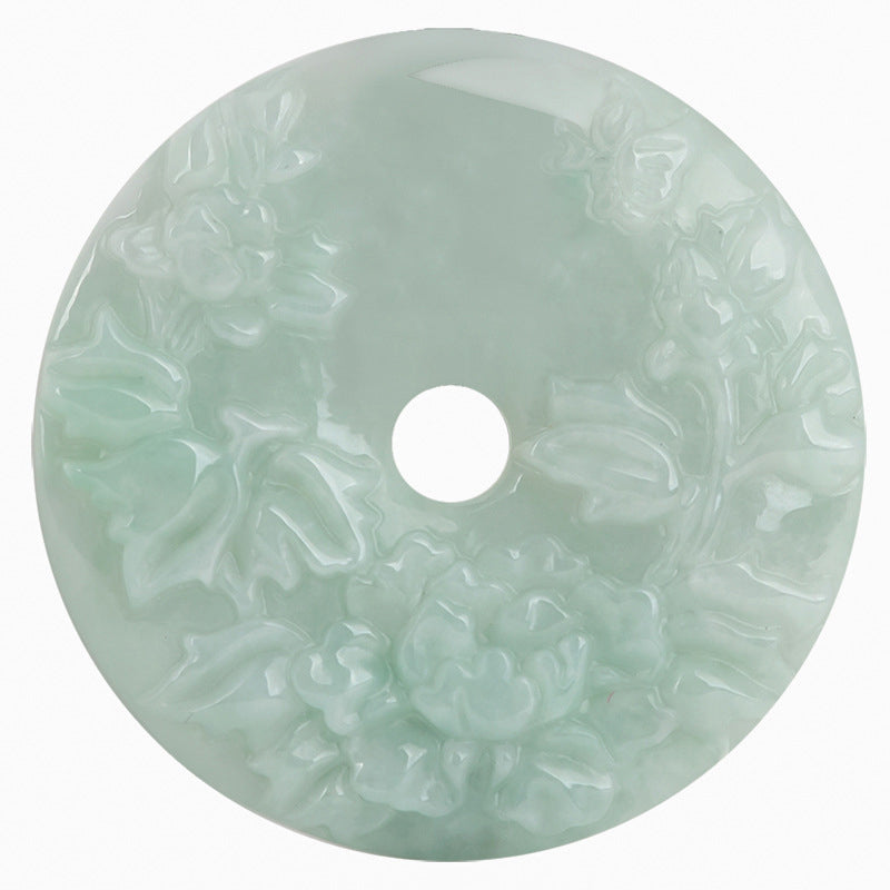 Round Jade Peace Buckle Necklace for Prosperity & Abundance 8mm