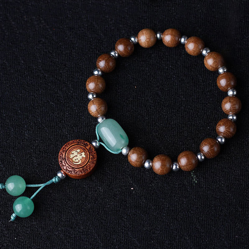 8mm Abelia Biflora Wood Om Mani Padme Hum Bracelet Protection