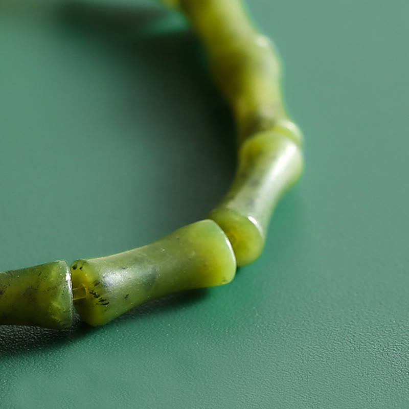 Green Bamboo Jade Luck Bracelet for Abundance & Growth