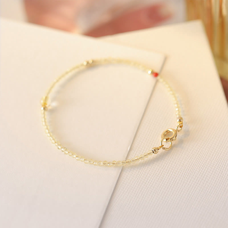 2mm Citrine 14K Gold Plated Protection Bracelet