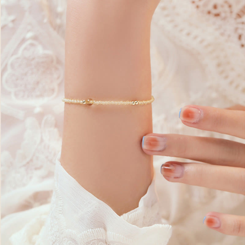 2mm Citrine 14K Gold Plated Protection Bracelet