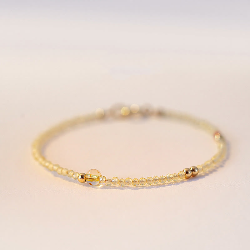 2mm Citrine 14K Gold Plated Protection Bracelet