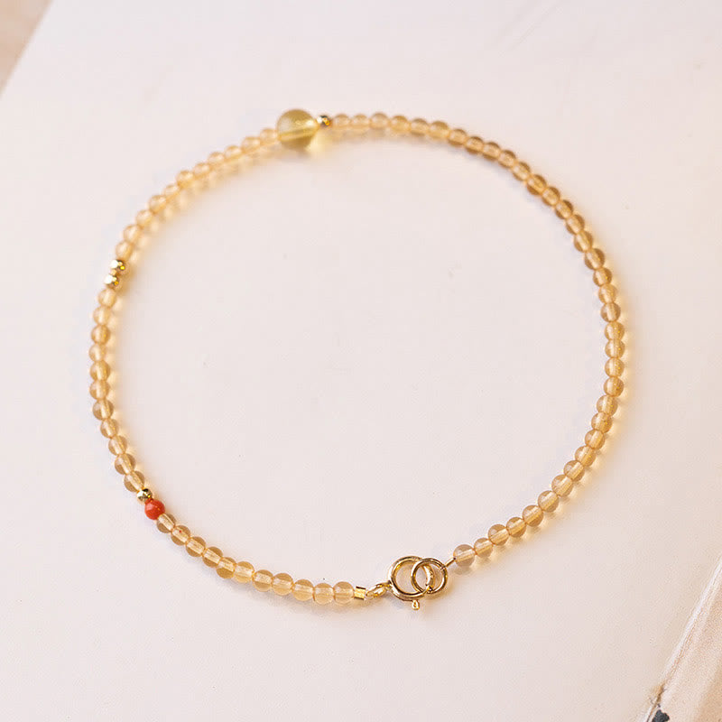 2mm Citrine 14K Gold Plated Protection Bracelet