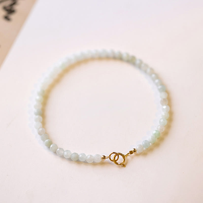 2mm Jade 14k Gold Plated Luck Bracelet