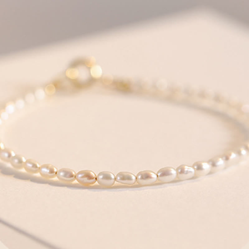 2mm Natural Pearl & 14k Gold Plated Wisdom Bracelet