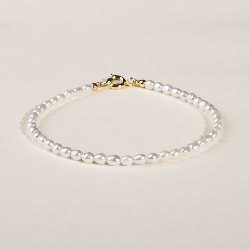 2mm Natural Pearl & 14k Gold Plated Wisdom Bracelet