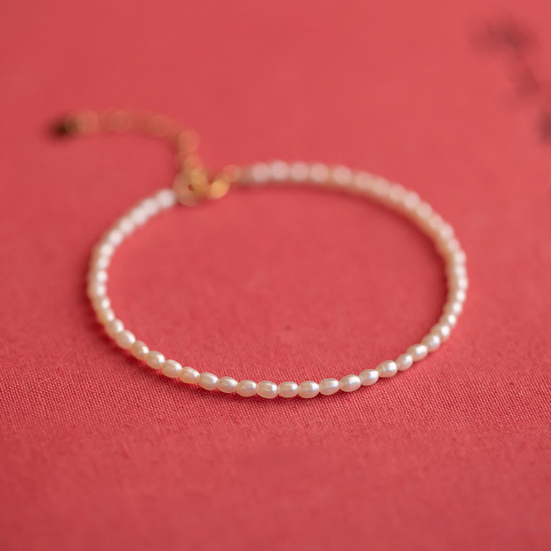 2mm Natural Pearl & 14k Gold Plated Wisdom Bracelet