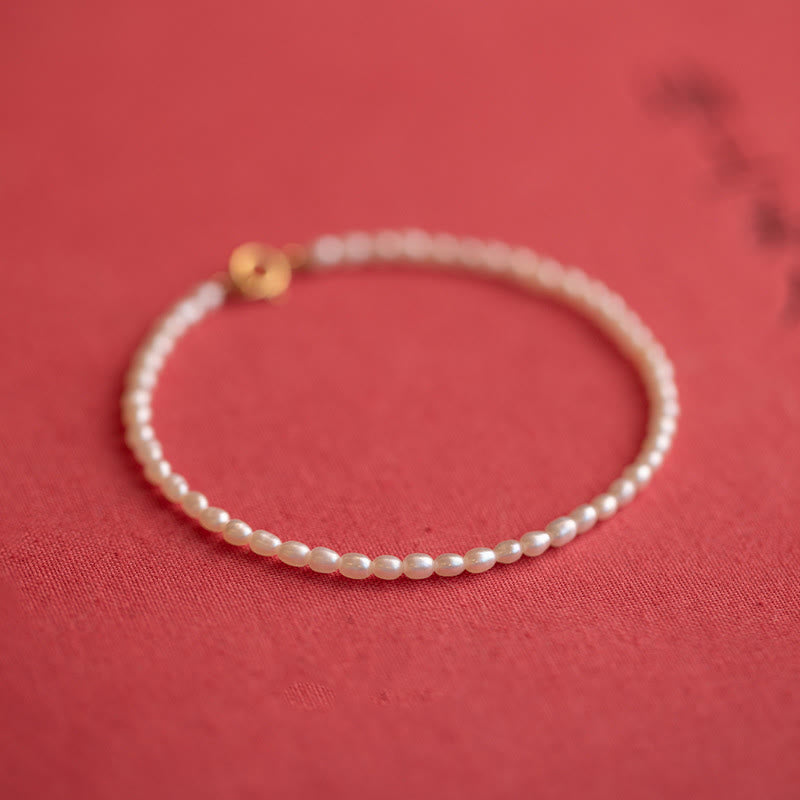2mm Natural Pearl & 14k Gold Plated Wisdom Bracelet