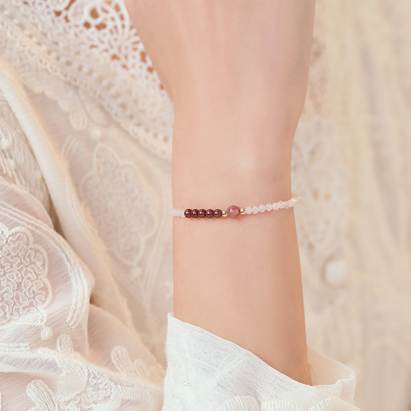 2mm Rose Quartz Garnet Strawberry Quartz Healing Bracelet