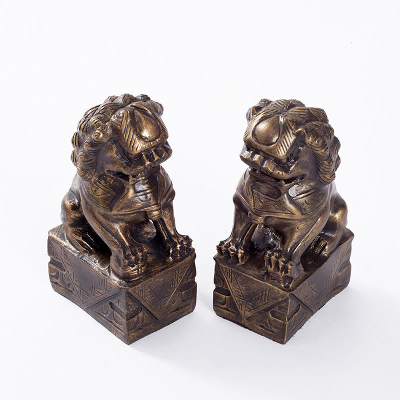 2Pcs Resin Lion Statue for Courage Strength | Spiritual Figurines