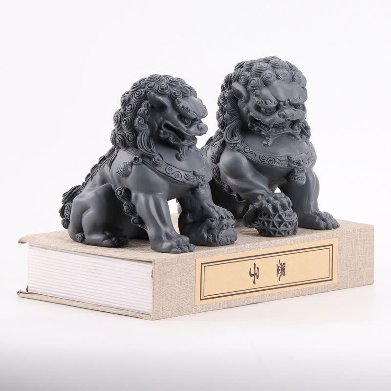 2Pcs Resin Lion Statue for Courage Strength | Spiritual Figurines