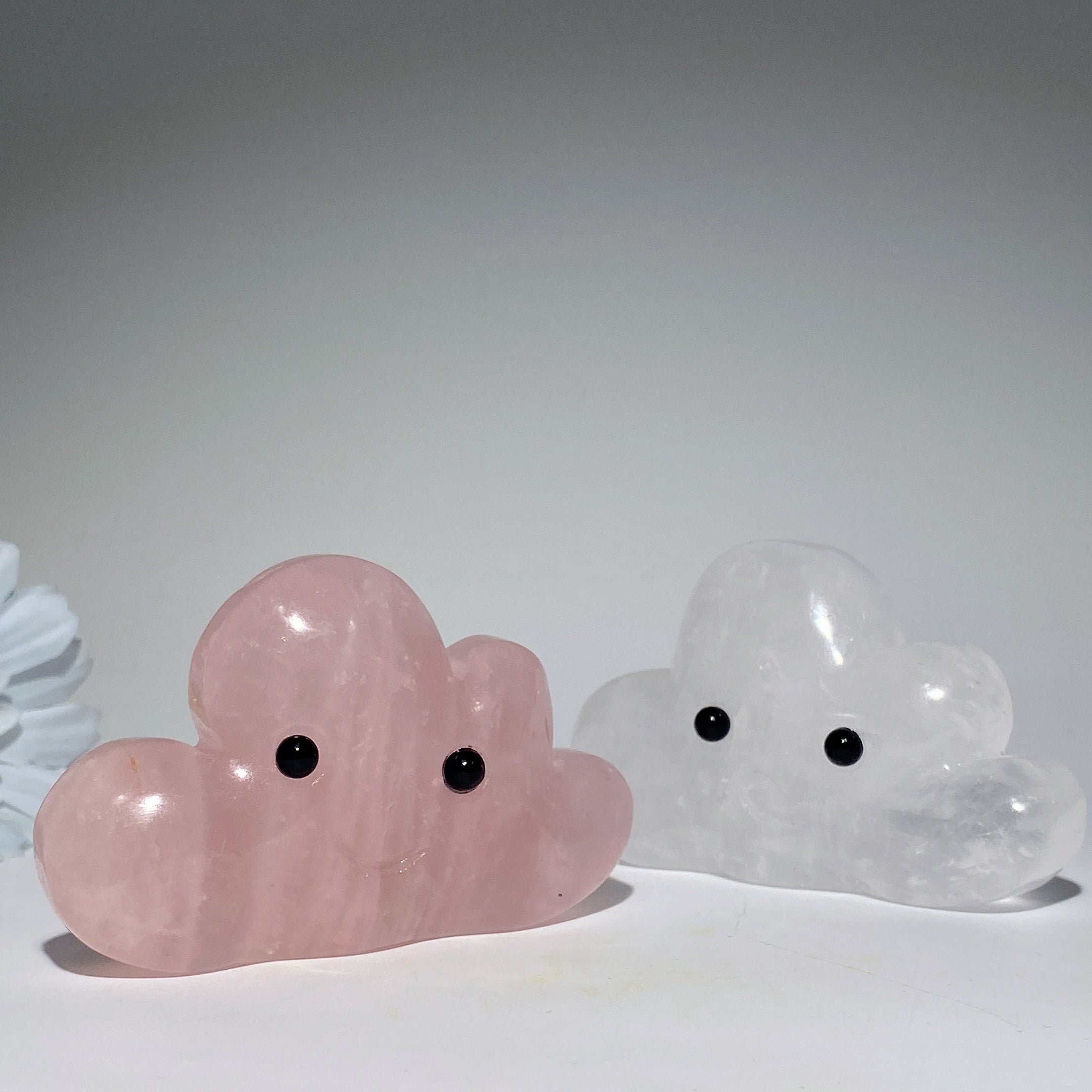 3.0 inch Clear Quartz & Rose Quartz Cloud Figurines