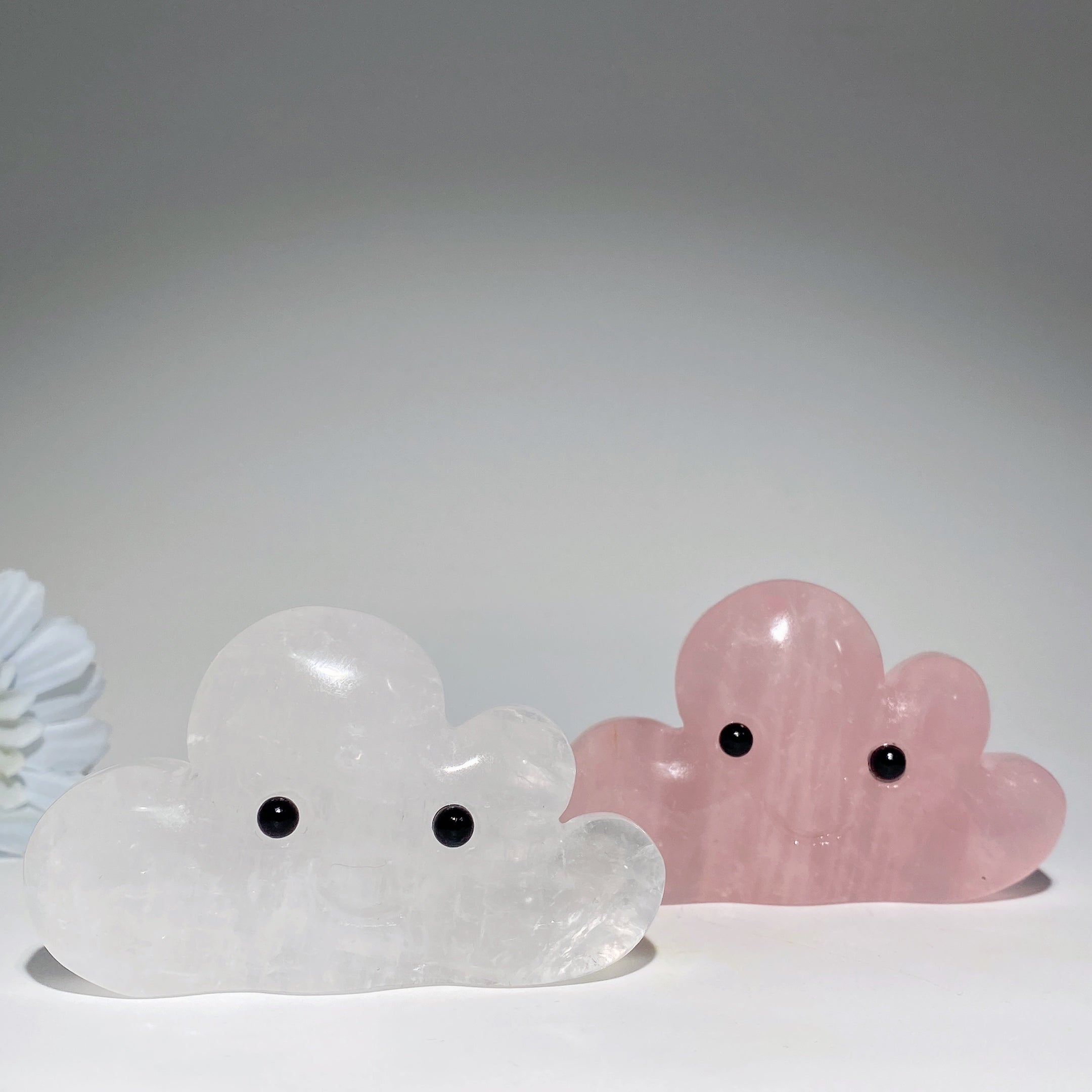3.0 inch Clear Quartz & Rose Quartz Cloud Figurines