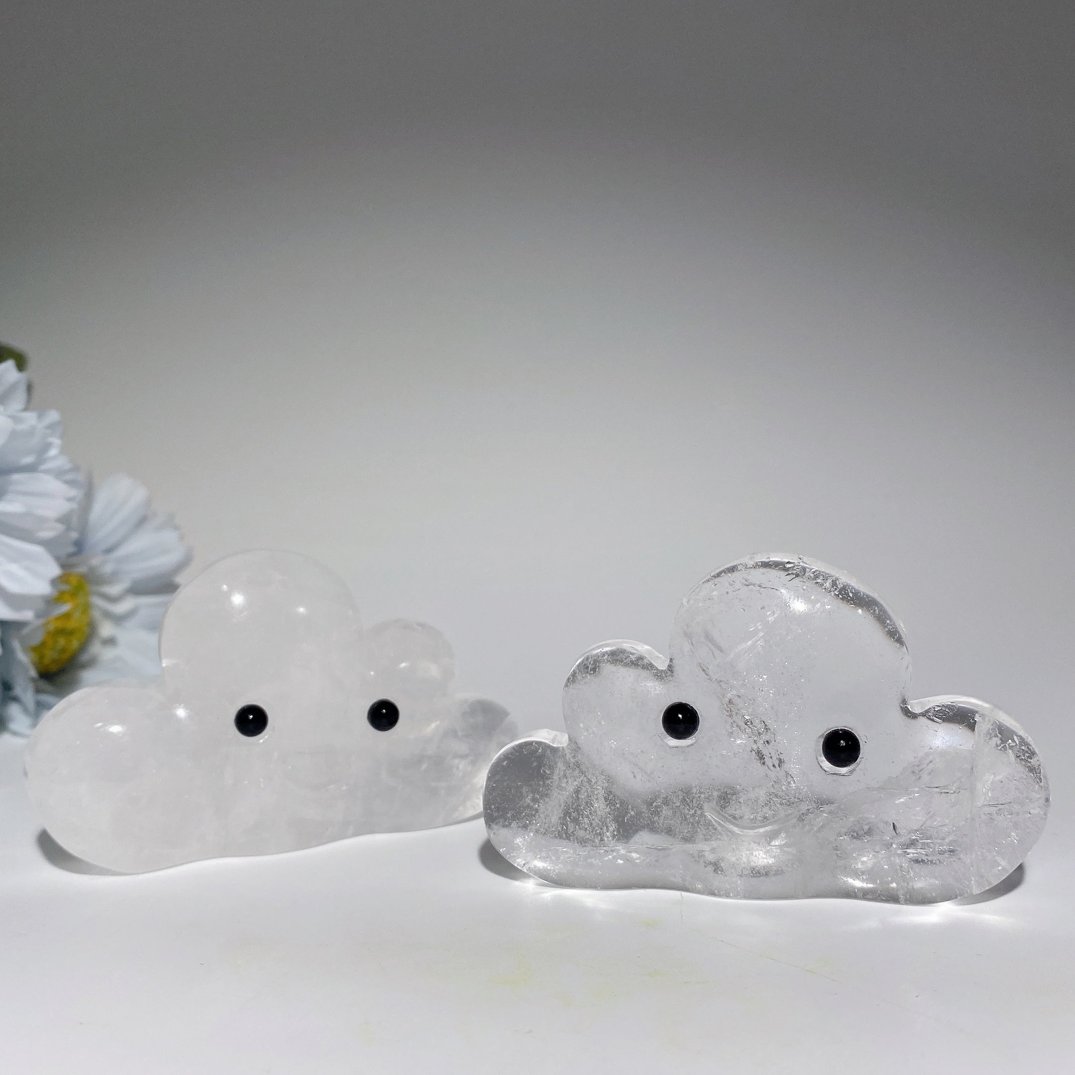 3.0 inch Clear Quartz & Rose Quartz Cloud Figurines
