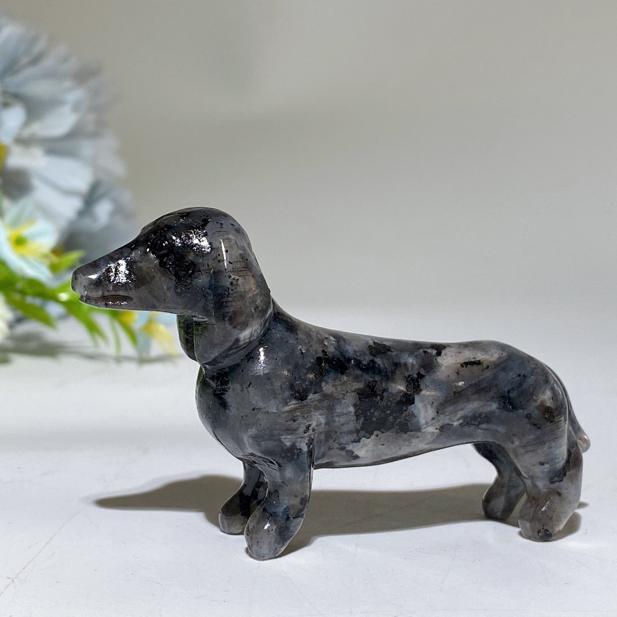 3.0 inch Crystal Dachshund Figurine for Healing and Harmony