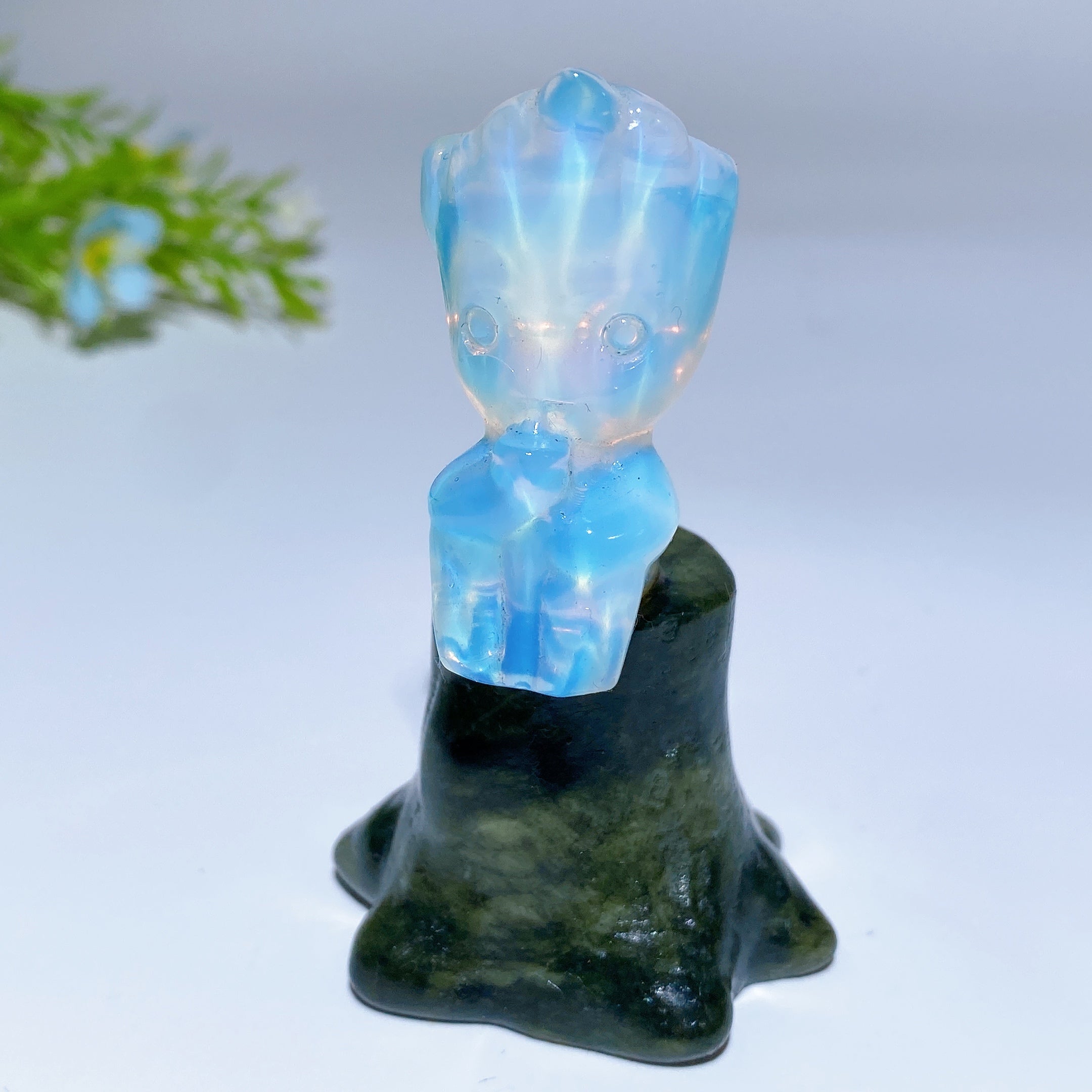3.0 Inch Crystal Groot Figurine on Serpentine Stump