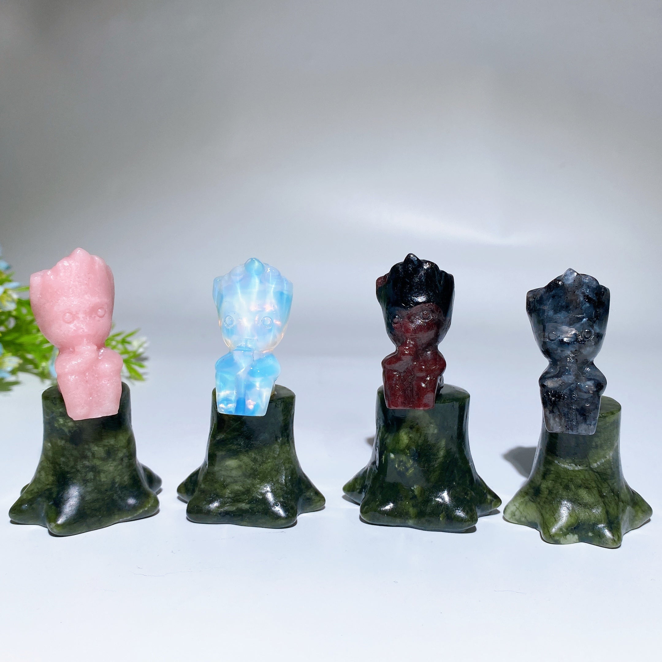 3.0 Inch Crystal Groot Figurine on Serpentine Stump