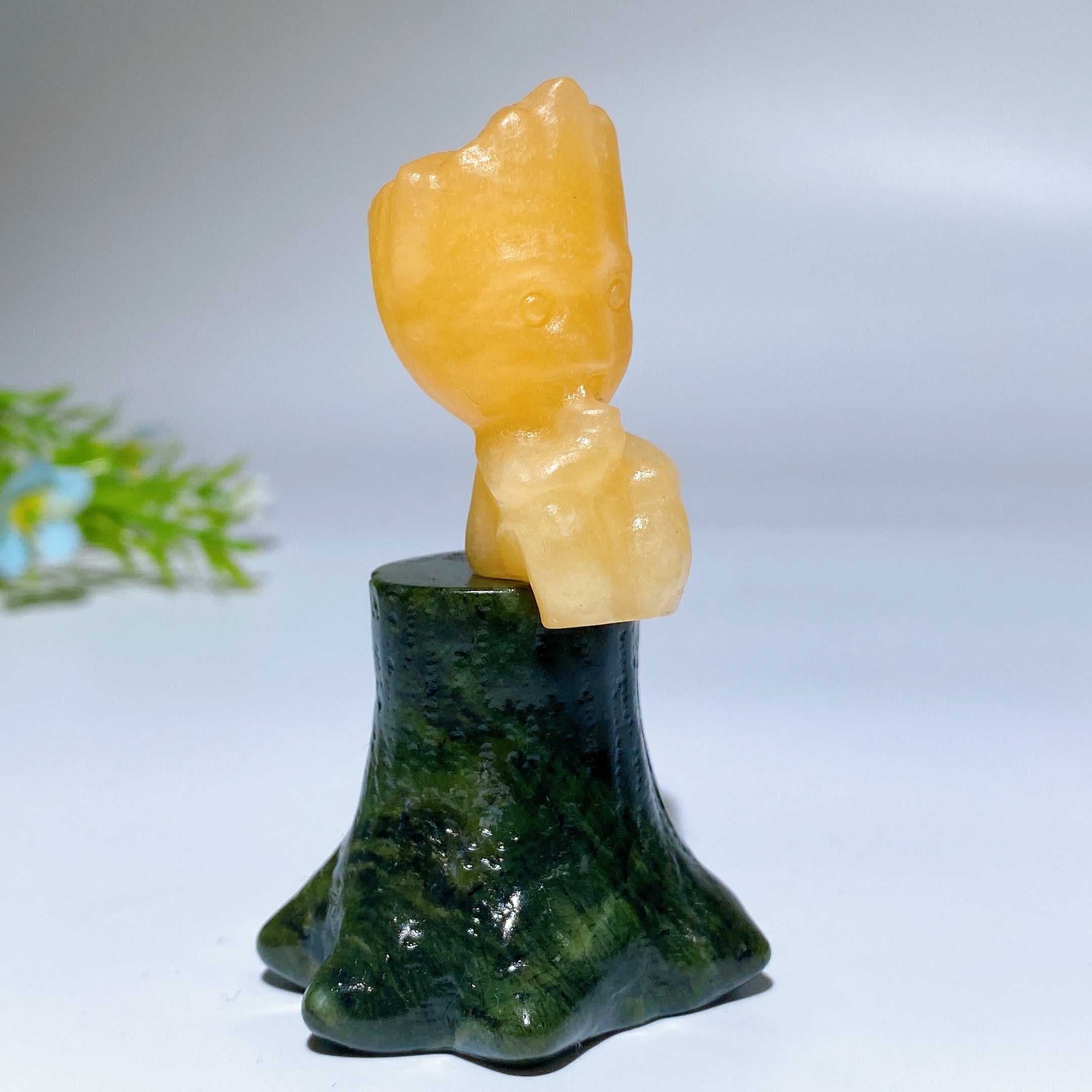 3.0 Inch Crystal Groot Figurine on Serpentine Stump