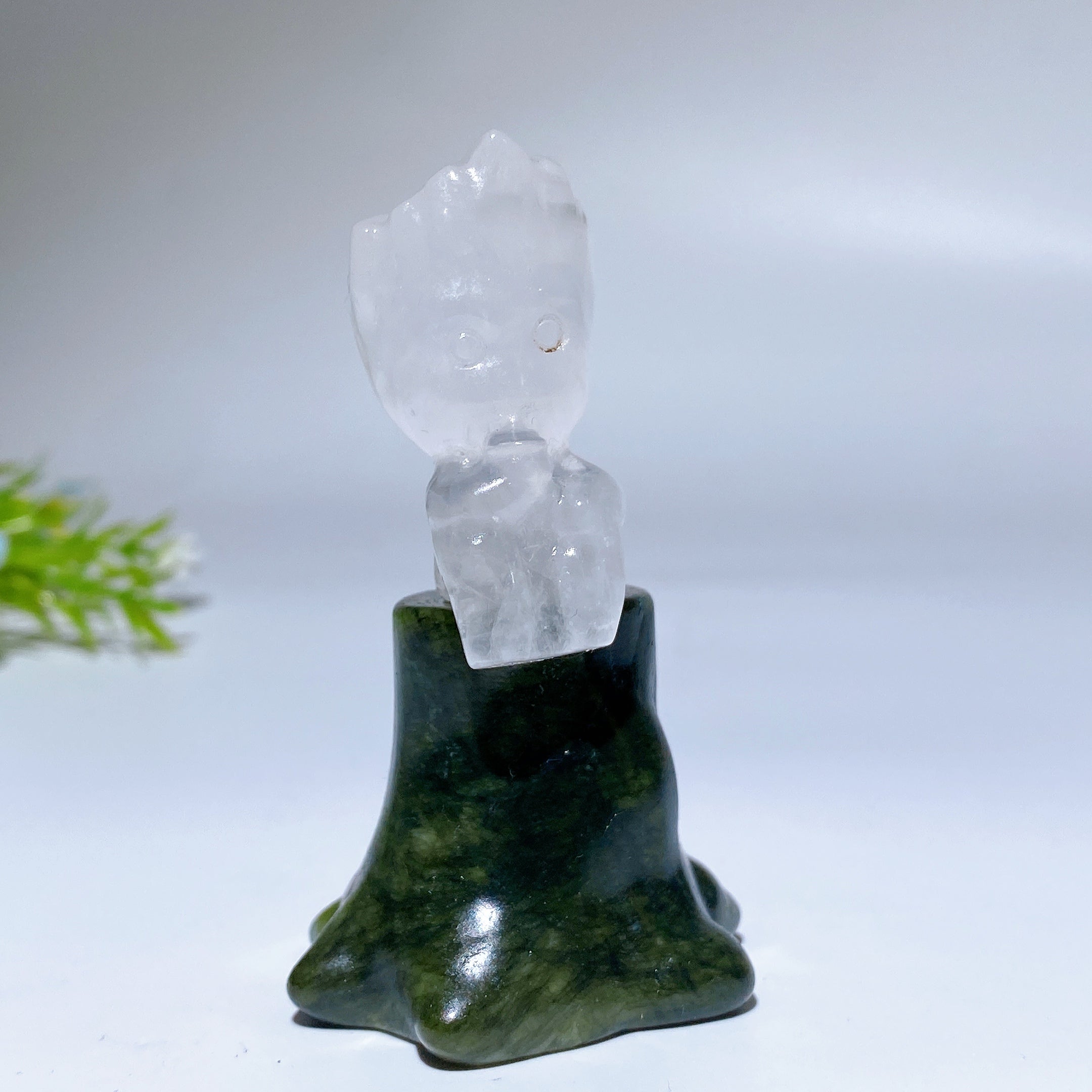 3.0 Inch Crystal Groot Figurine on Serpentine Stump