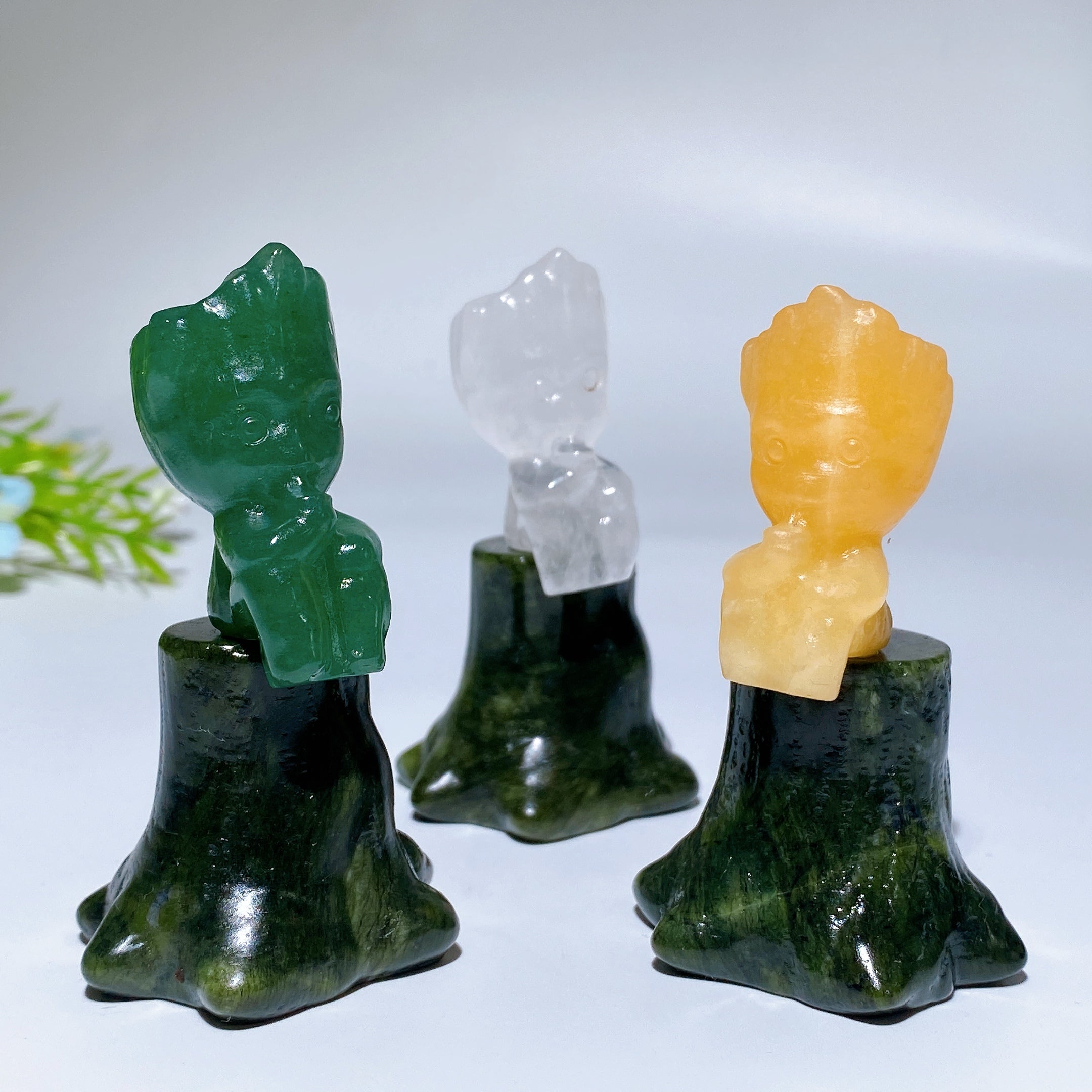 3.0 Inch Crystal Groot Figurine on Serpentine Stump