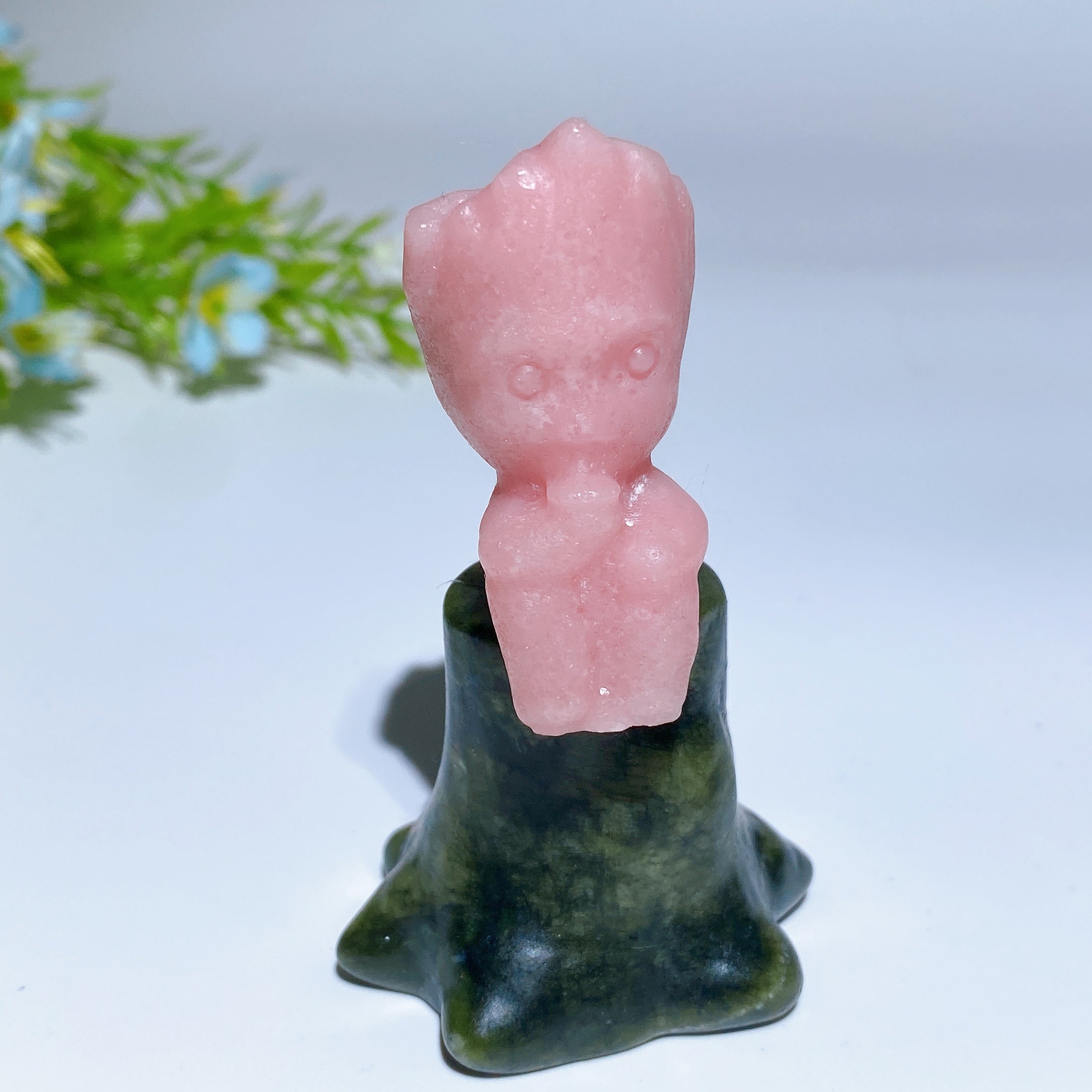 3.0 Inch Crystal Groot Figurine on Serpentine Stump