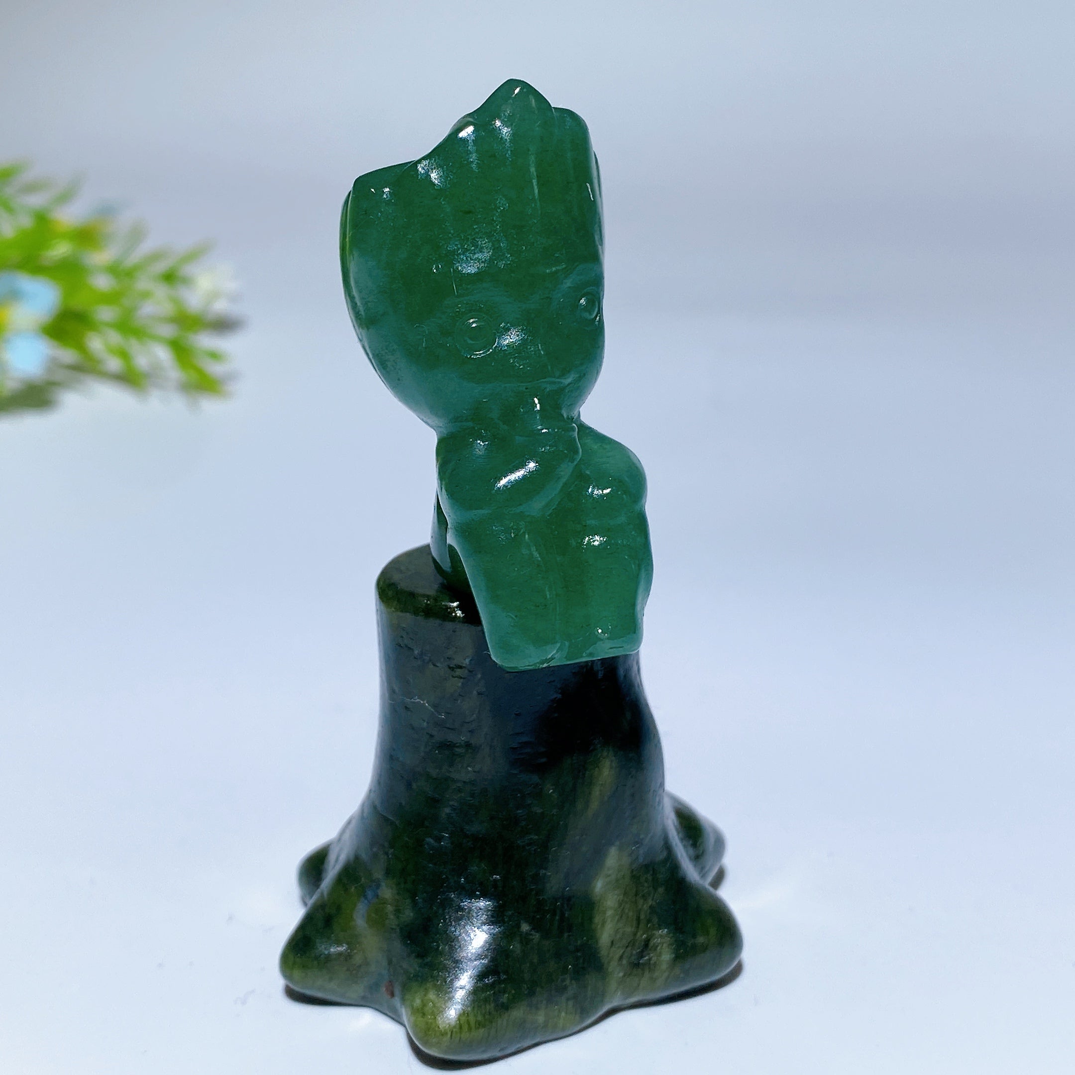 3.0 Inch Crystal Groot Figurine on Serpentine Stump