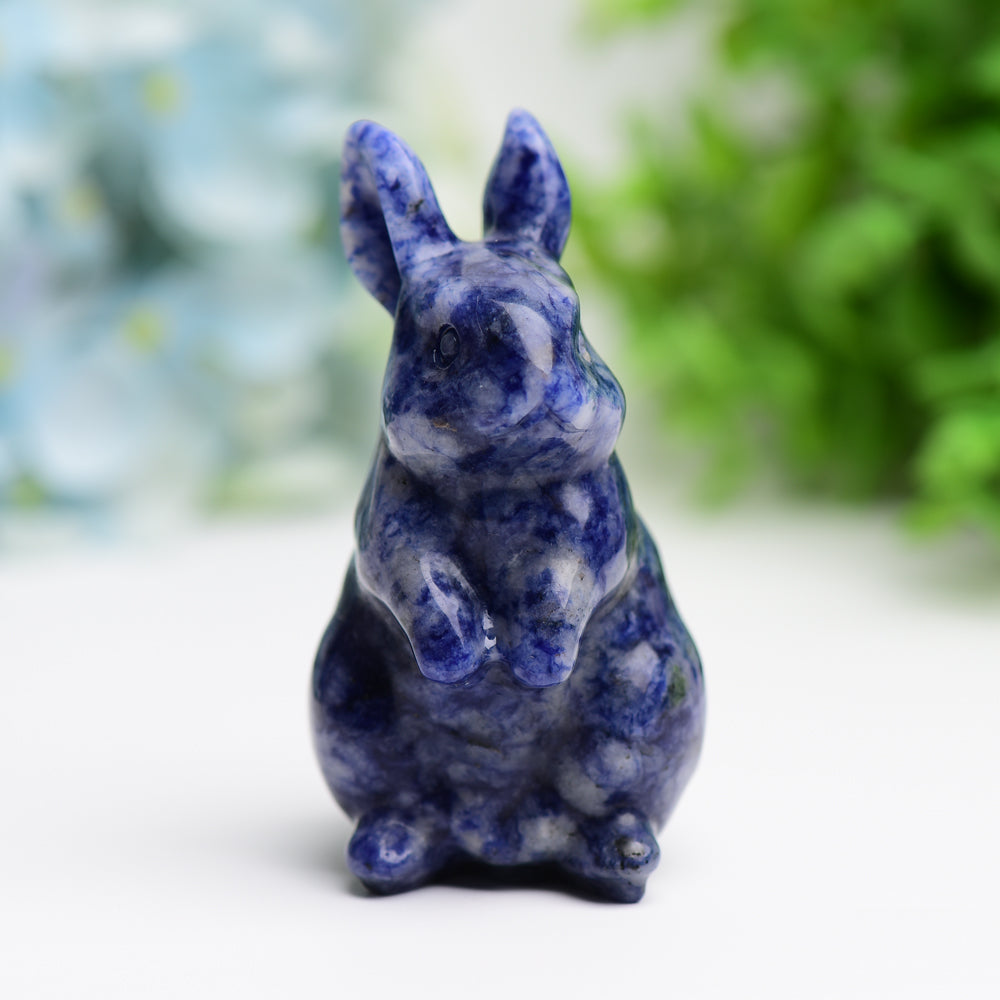 3.0 Inch Sodalite Crystal Rabbit Figurine for Prosperity