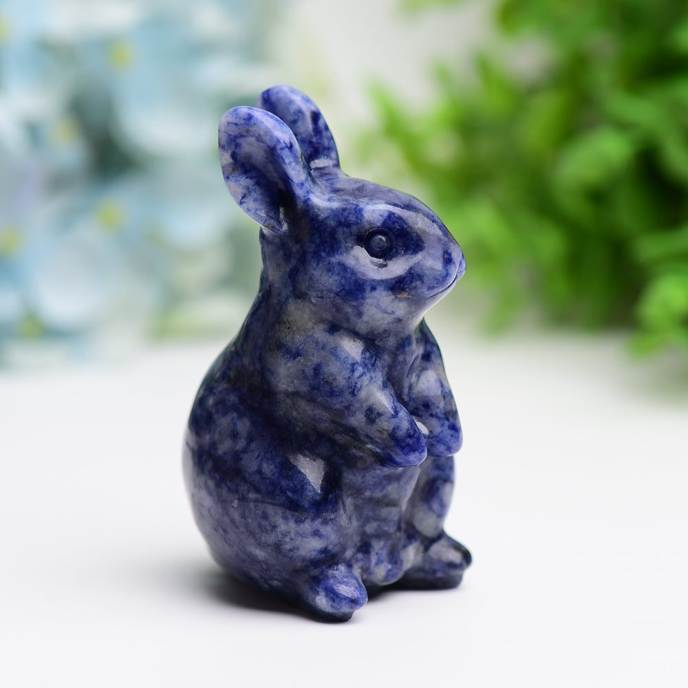 3.0 Inch Sodalite Crystal Rabbit Figurine for Prosperity