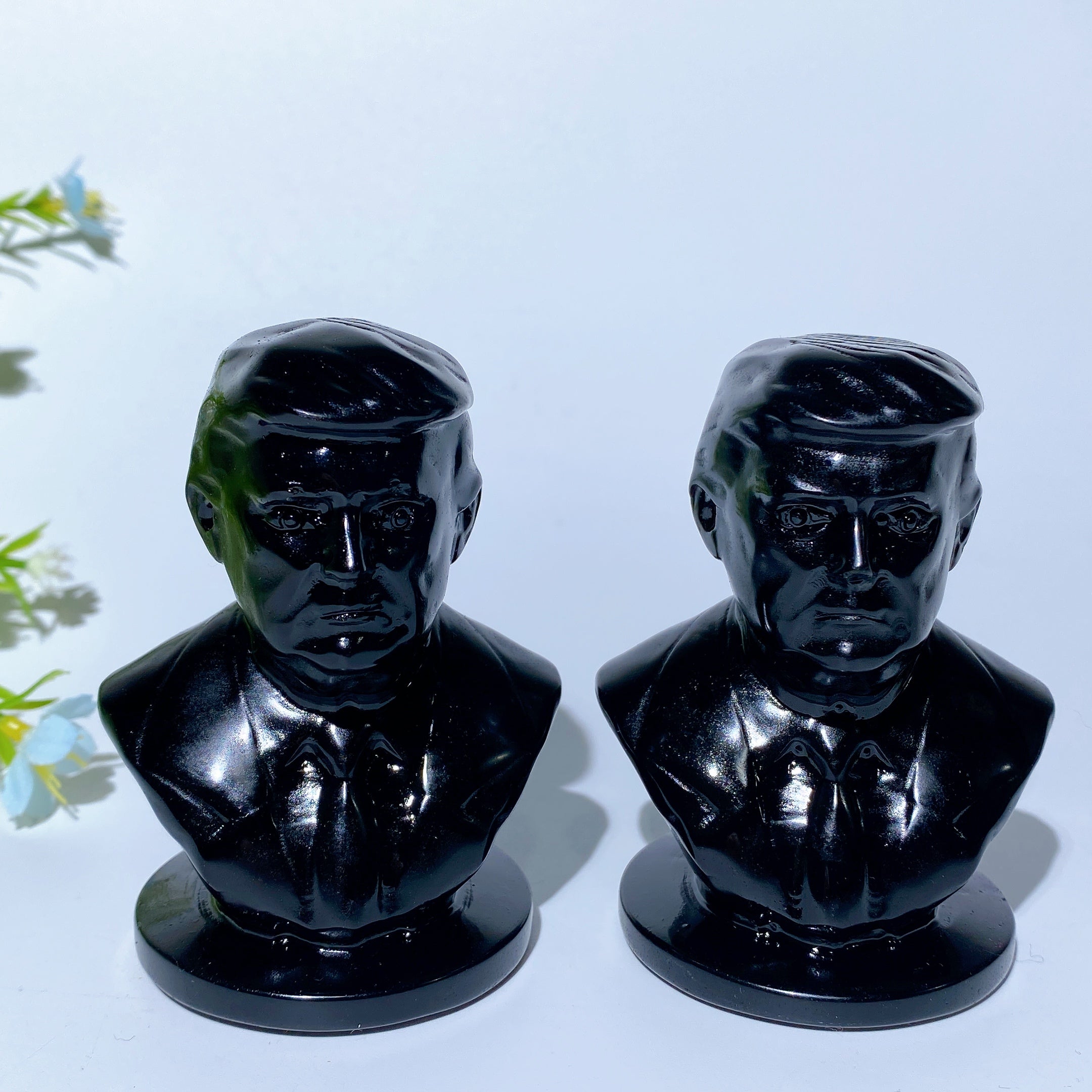 3.1 Inch Black Obsidian Trump Bust Figurine for Healing