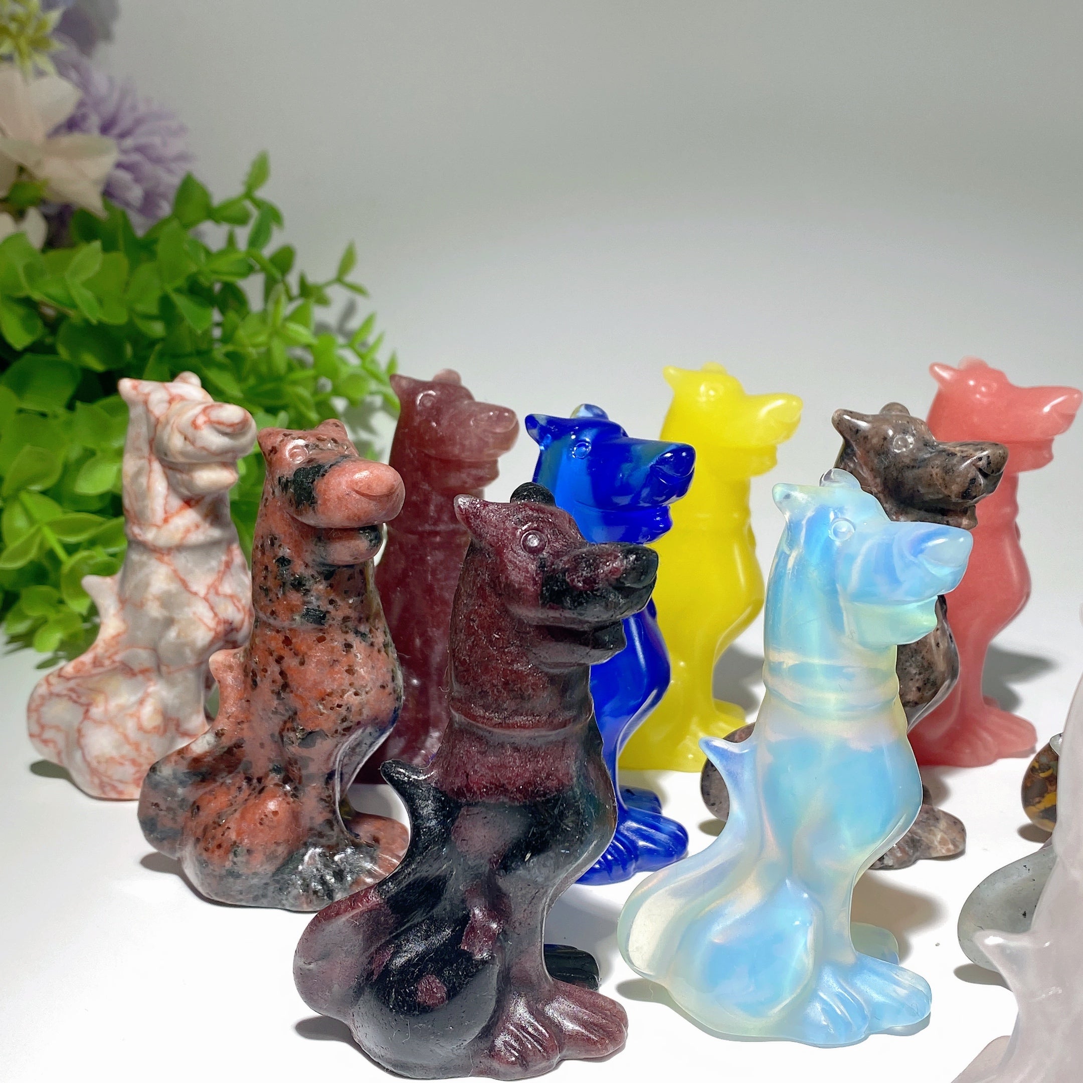 3.1 inch Mixed Crystal Dog Sculpture for Healing Energy