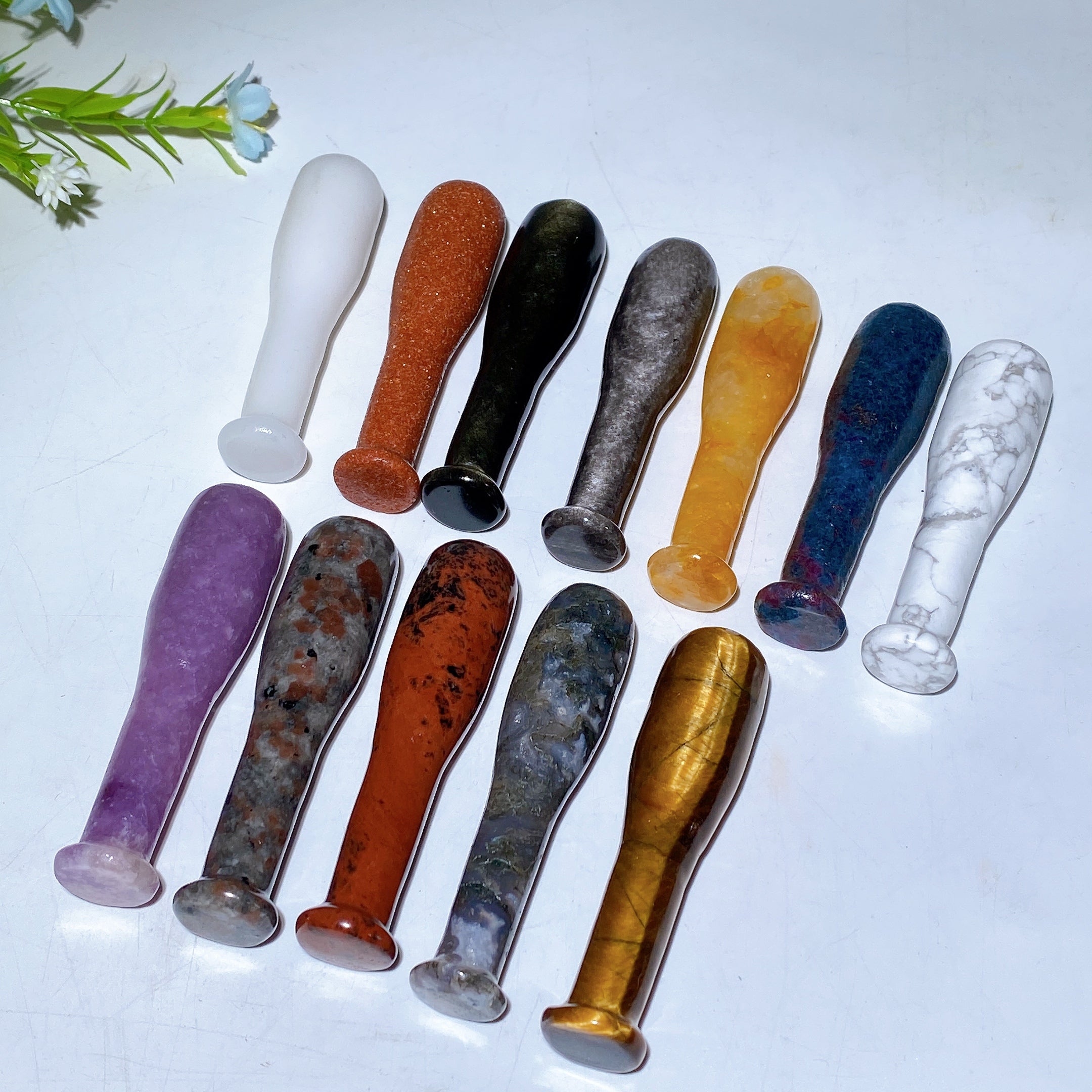3.1-inch Mixed Crystal Healing Baseball Bat Figurines