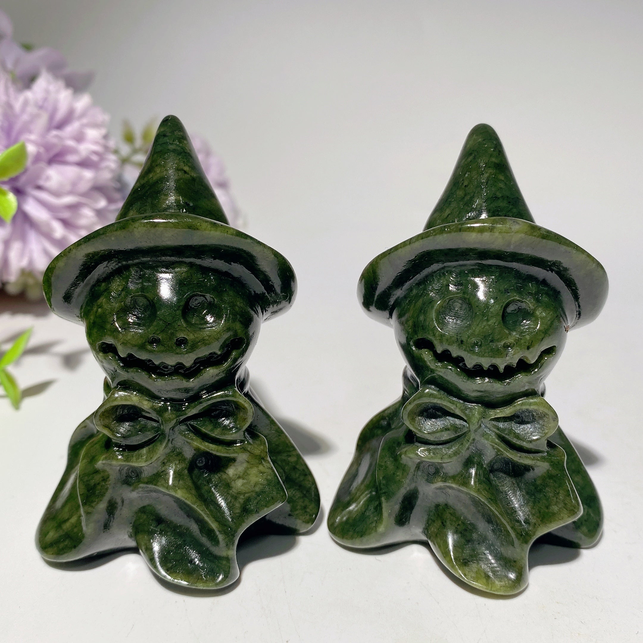 3.1" Serpentine Wizard Hat Ghost Crystal Figurine