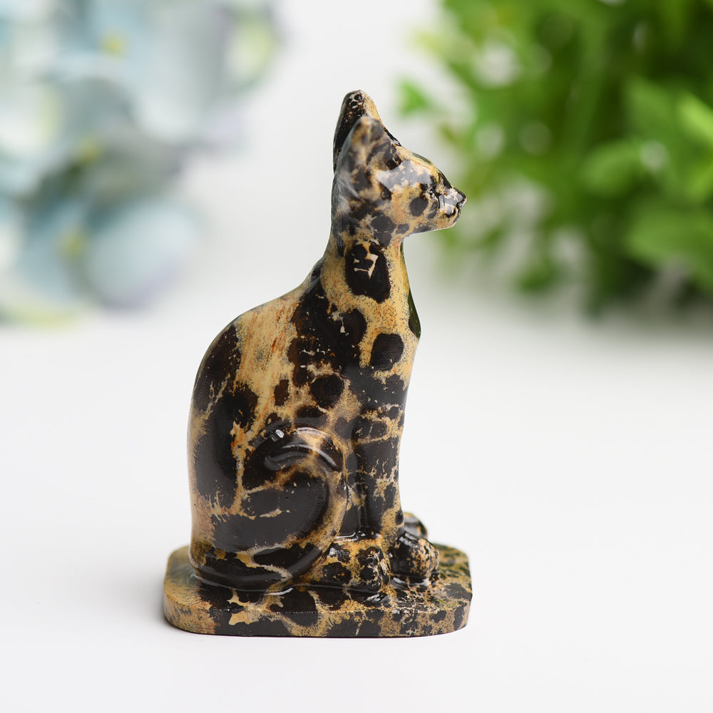 3.2" Crystal Cat Carving Figurine for Healing Energy