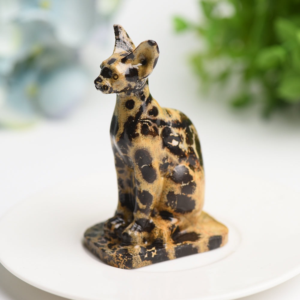 3.2" Crystal Cat Carving Figurine for Healing Energy