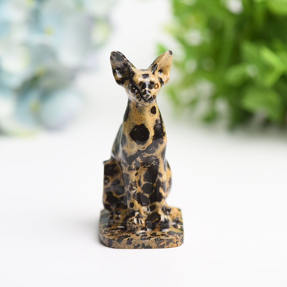 3.2" Crystal Cat Carving Figurine for Healing Energy