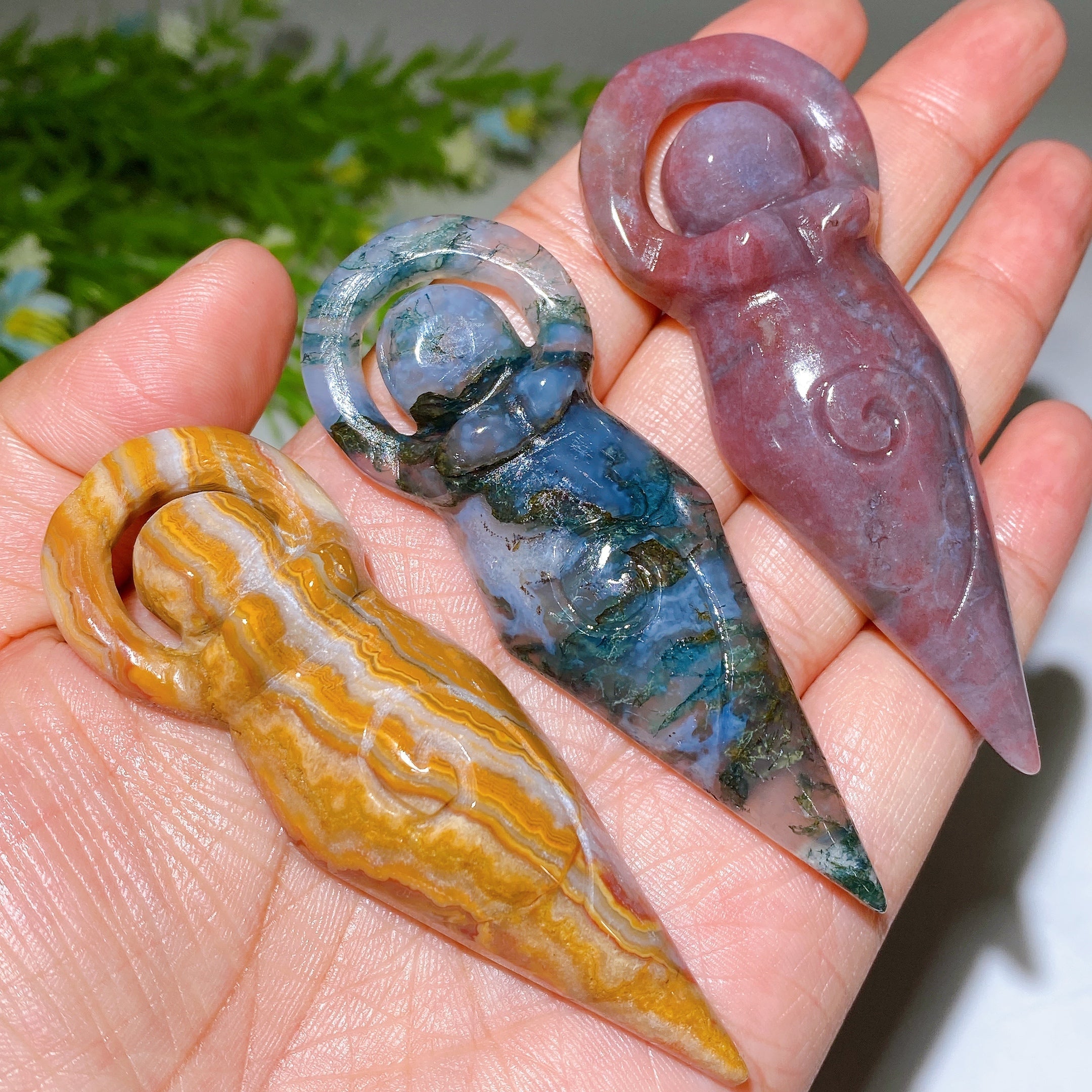 3.2" Crystal Goddess Figurine Carving in Polished Stones