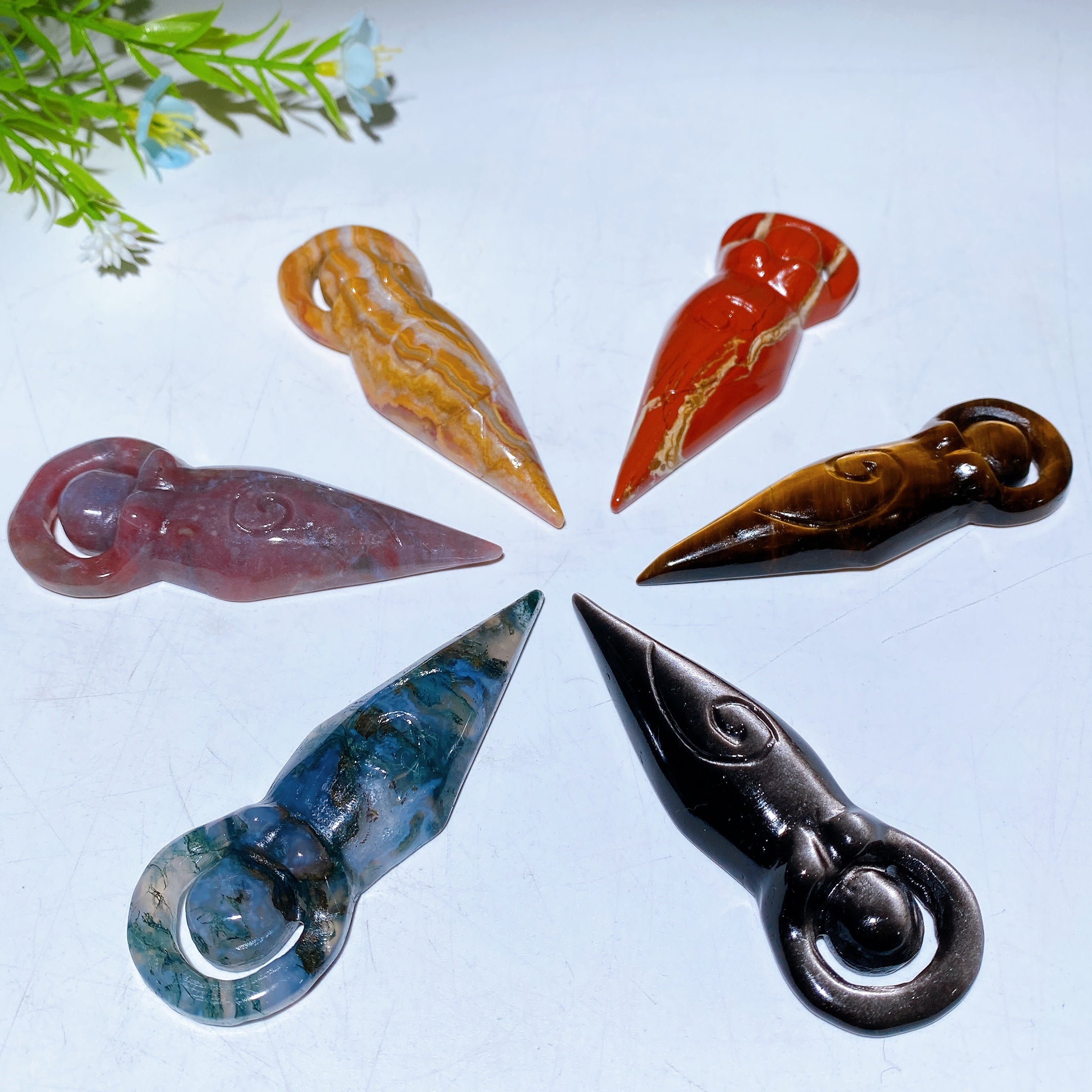 3.2" Crystal Goddess Figurine Carving in Polished Stones
