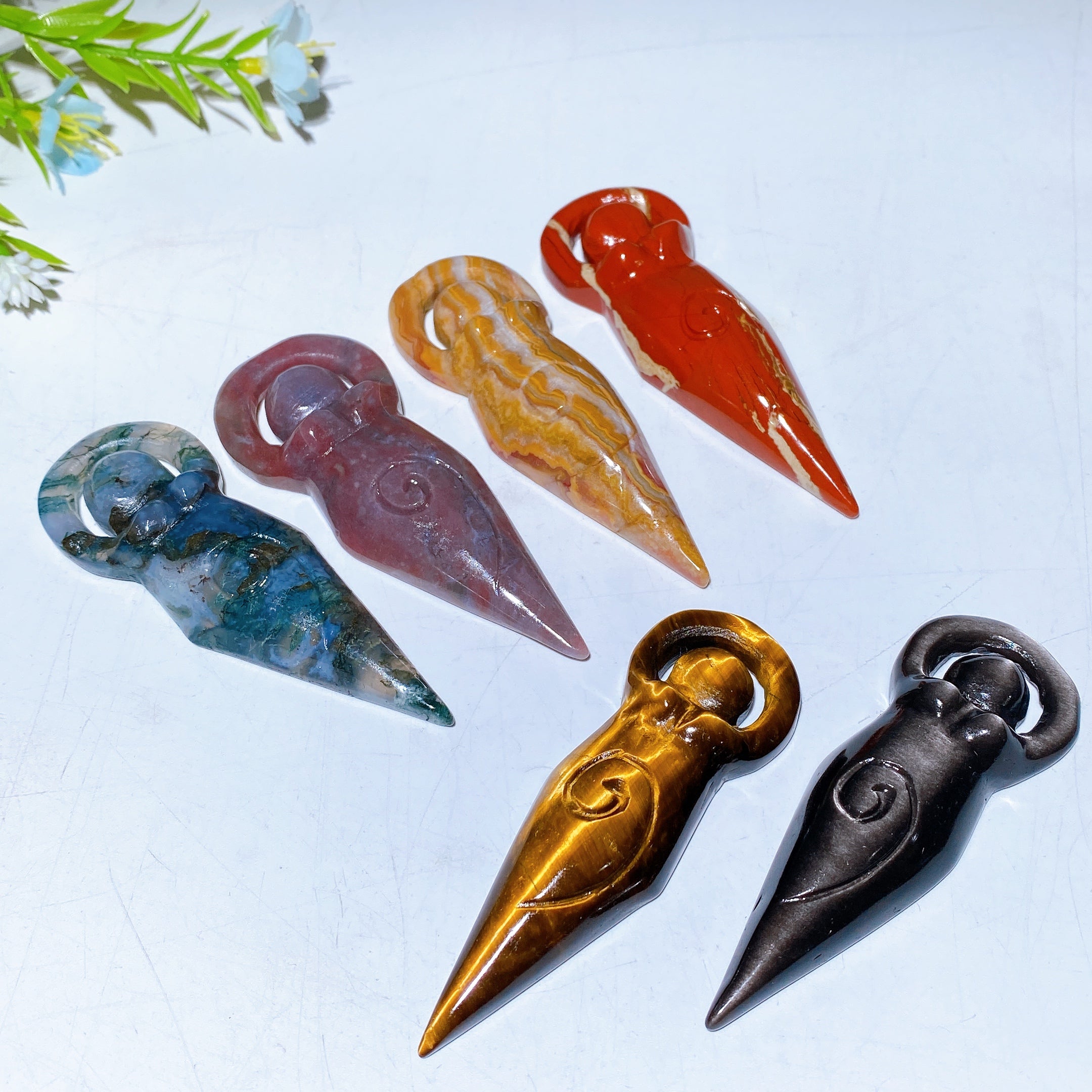 3.2" Crystal Goddess Figurine Carving in Polished Stones