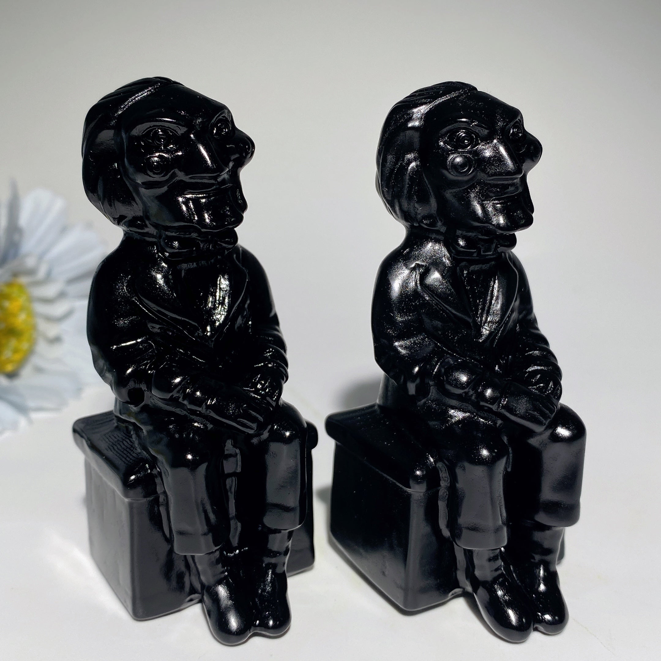 3.2 Inch Black Obsidian Crystal Figurine Carving for Healing