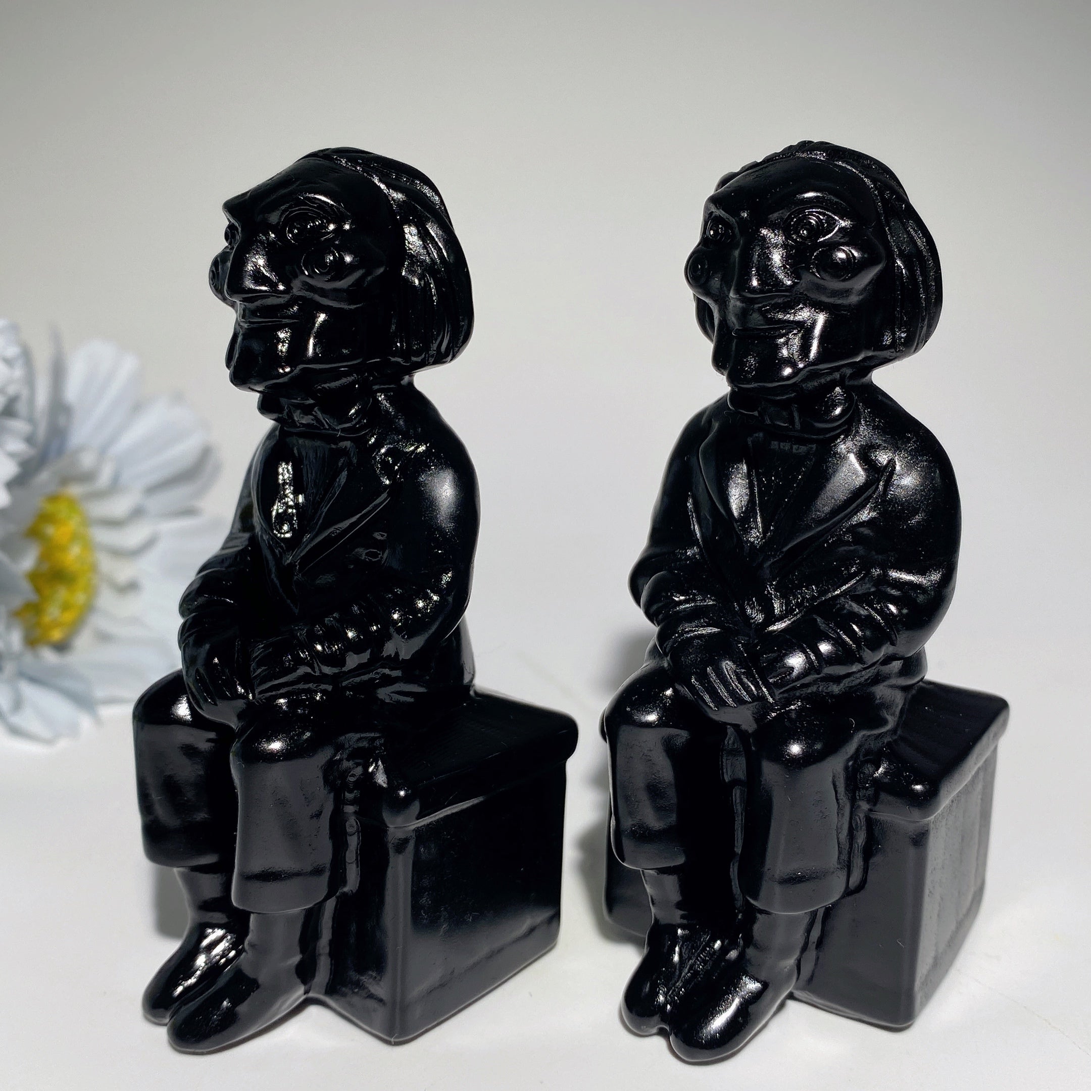 3.2 Inch Black Obsidian Crystal Figurine Carving for Healing